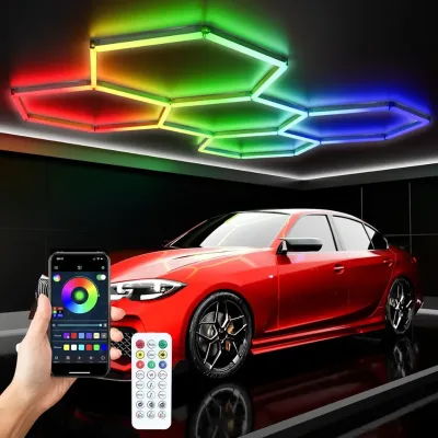 RGB Hexagon Light Strings Music Sync Dimmable Colorful Modes APP/Remote Control IP54 Waterproof Garden Party Bar Gym