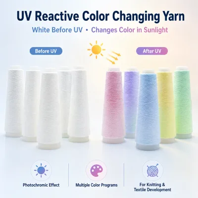 Photochromic UV Activated Color Changing Dyed Acrylic Yarn Eco-Friendly High Tenacity Fashion Textile Clothing Knitting Material