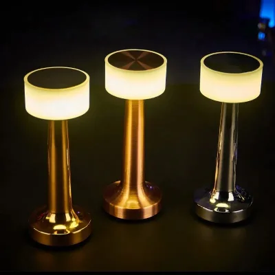 Rechargeable Cordless Led Table Night Light Mini Gold 3 Brightness Levels Restaurant Touch Table Lamp for Hotel