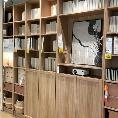 Modern Minimalist Wooden Bookcase Custom Plywood Storage Shelves Modular Library Cabinet for Villa Apartment Project