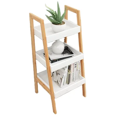 Bamboo Ladder Shelf 3-Tier Bookcase Bookshelf Storage Rack