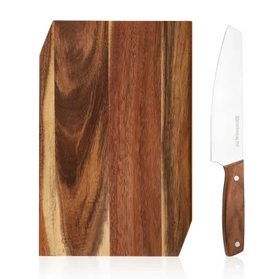 High Quality 2Pcs Kitchen Knife Set With Acacia Cutting Board&Black Oxford Bag