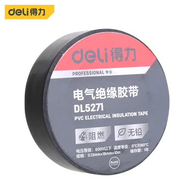 Deli DL5271 Electrical Insulation Tape #0.13mm*18mm*10m #BLACK Wire Tape, PVC Waterproof Flame retardant