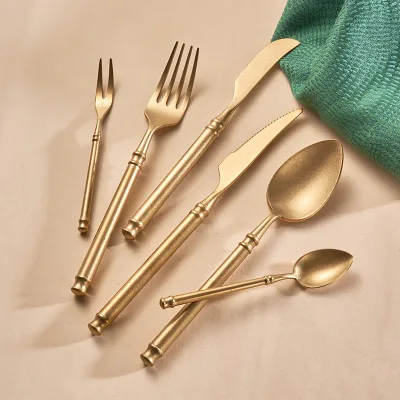 Stainless Steel Cutlery Knife Fork Spoon Set Western Steak Gold Cutlery Set Silverware Suitable for Wedding Event Gifts