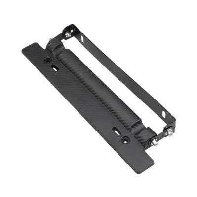 Race Carbon Fiber Look License Plate Frame Adjust Angle Mount Bracket Auto Parts