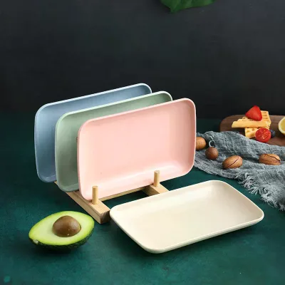 Creative Wheat Straw Rectangular Plate Melamine Healthy Tableware Utensils Dessert Sushi Pasta Plate Dishes Kitchen Cooking