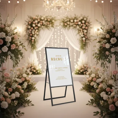 Portable 60x90cm Aluminum A-Frame Sign Foldable Poster Screen Double Sided Large Standing Display Board for Store & Wedding
