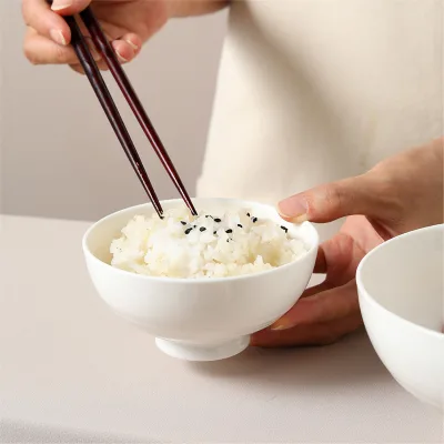 Custom Eco-Friendly Europe Design Fine Bone China Cereal Rice Bowls 4.25'' 5.5'' White Dessert Soup Bowl for Wedding Banquet