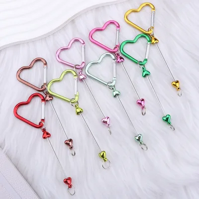 Multifunctional DIY Round for Beaded Compass Keychain with Alloy Metal Hook Luxury Fashion Trend for Outdoor Adventures