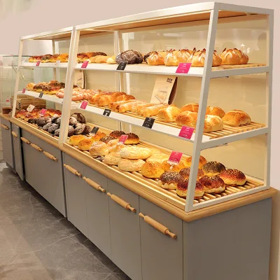 Customizable Bakery High-Quality Baking Accessories Equipment Safe Wooden Bread Display Rack