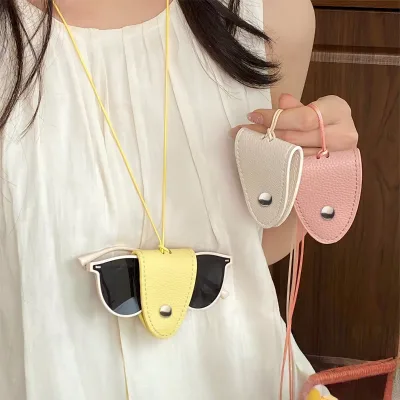 Luxury Leather Fashionable Sunglass Holder Necklace Hanging Eyeglass Case for Travel Decoration Gifts
