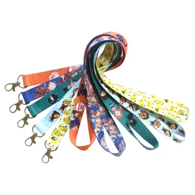 Promotional Anime Woven Satin NylonPolyester Neck KeyChain Custom Heat Transfer Lanyards Teacher Neck Strap Lanyard With Logo