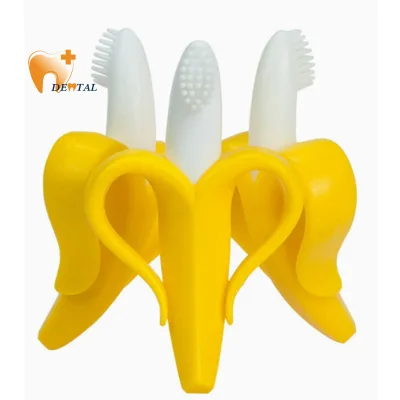 Baby Banana Gum Toothbrush Suction Cup Dental Plastic Toothbrush Food Grade Silicone for Mother Baby Use Store Laboratories