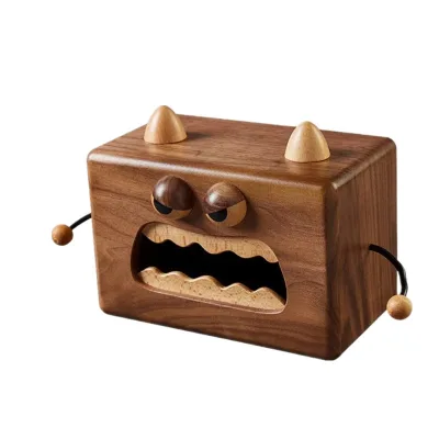Little Monster Solid Wood Tissue Box Creative Walnut Home & Restaurant Storage Cute Pumping Paper Box