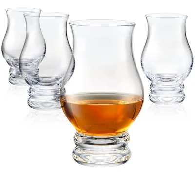 Whiskey Glasses Set of 4 - Clear Shot Glasses Bar Set - Old Fashioned Drinking Glasses Gift Set - Brandy Snifter Whisky Glass
