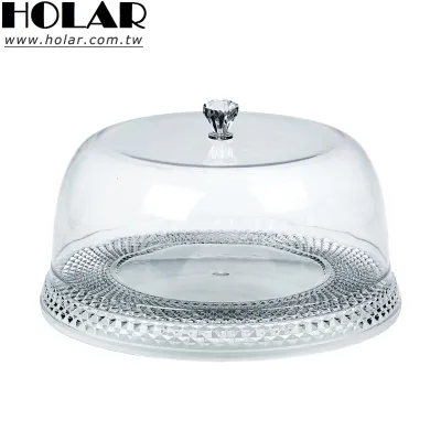 [Holar] Taiwan Made Food-Grade Glass-like Clarity Dustproof Plastic Clear Cake Plate with diamond dome