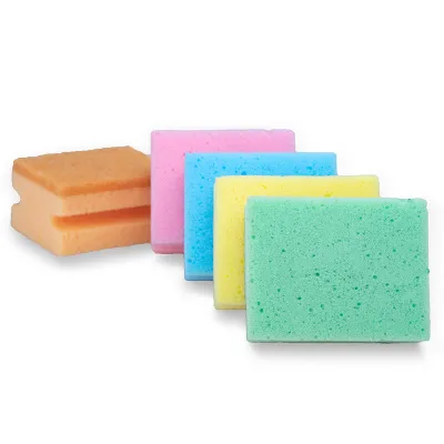 I-shaped Sponge Scouring Cloth with Groove Kitchen Cleaning Tool for Pots Knives Chopping Boards