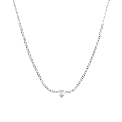 925 Sterling Teardrop Solitaire Tennis Chain Necklace 18k Gold Plated Pear Drop Collar Necklace for Women's Ceremonies Gift