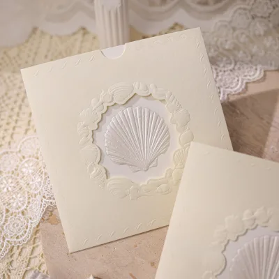 Stock Echoes French Shell Love Embossed Hot Stamping Foldable Art Paper Vintage Style Diary Blessing Birthday Confession