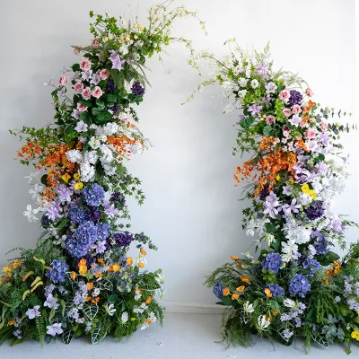 Outdoor Wedding Travel Photography Background Iron Corn Horn Arch Flowers for Party Event Decoration