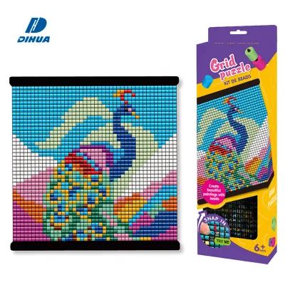 Fuse Beads Non Iron Canvas Bead Craft Set DIY Education and Creative Grid Puzzles for Kids Fine Motor Skills