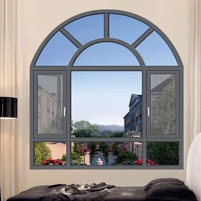 Custom Half Circle Arched Aluminum Alloy Frame Thermal Break Glass Sliding Window with Fiberglass Screen Heat & Sound Insulation