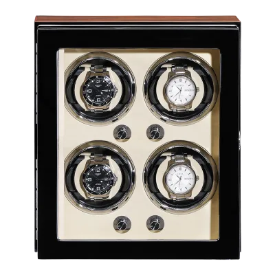 High End Manual Rotation Watch Safe Box Winder Cheap Sale Watch Winder Four Dc Motor Automatic Watch Winder Box for Wardrobe