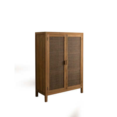 Japanese Wabi-sabi Style Rattan Woven Solid Wood Antique Style Log Sideboard Simple Vintage Side Armoire