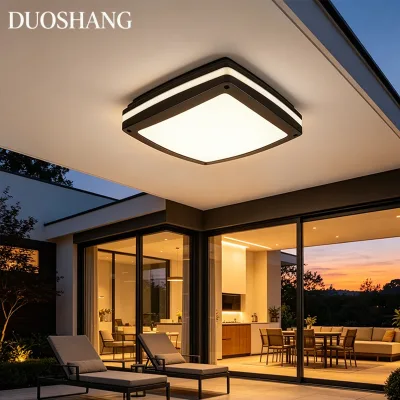 DOUSHANG Outdoor LED Waterproof Ceiling Light 15W Aluminum Alloy PC Diffuser 3500K Balcony Aisle Bathroom Garage 2Year Warranty