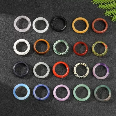 Hot Sale Reiki Natural Gemstone Crystal Stone Dream Amethyst Band Ring Mixed Ring for Energy Healing Gift