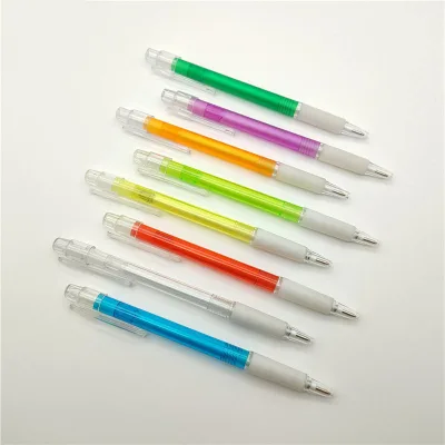 Hot Style Transparent Multi Color Click Pen Plastic Clip Durable Smooth Ink Stationery for Art Craft Creation