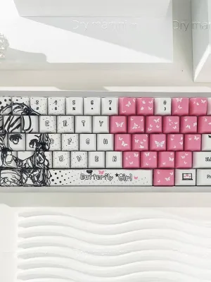 Butterfly Girl PBT 5-sided Dye-Sublimated English Gaming Keycaps Model Twelve Compatible with 61-68-Key Layouts China