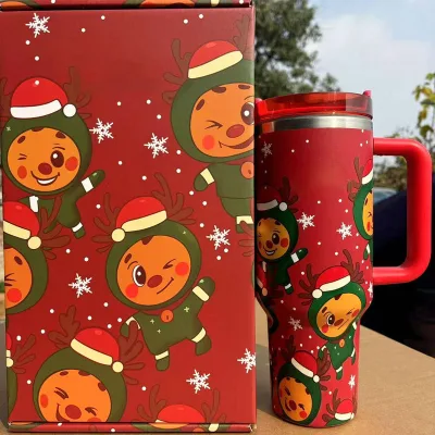 Bulk Wholesale Gift Box Package Christmas Insulated Cup Outdoor Portable Travel Mug 40oz Stainless Steel Tumbler with Handle