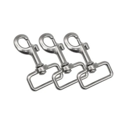 Link Accessory Polished Metal Build Swivel Square Ring Spring Clasp Dog Chain Stainless Steel Square Ring Swivel Snap Hook