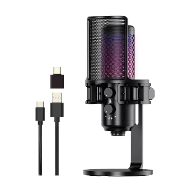 Microfono-Grabacion Microfono RGB Gamer PC De Condensador Para PC USB Microphone Condenser Computer PC Mic