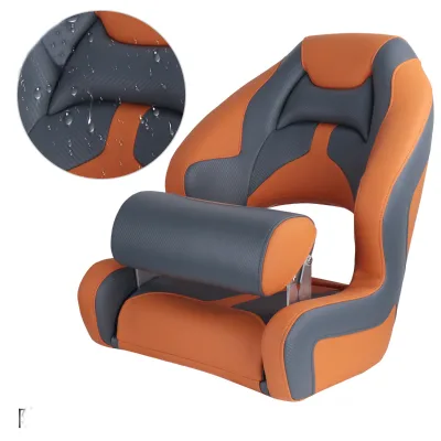 High Back Folding Marine Boat PU Leather Waterproof Vessel Yacht Speedboat Passenger Chair With Stainless Steel Bracket Support