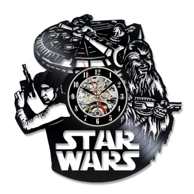 Modern Wall Clock Vinyl Wall Clock With Silence Movement Quartz Analog Promotional Gift Living Room Single Face Black All-season