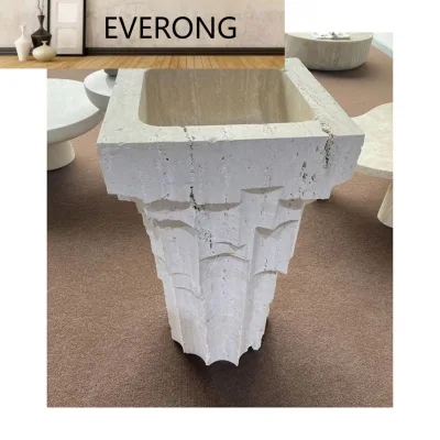 EV Standing Wash Basin From Natural Raw Stones Stone Column Basin