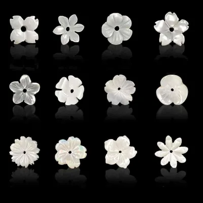6mm White Shell Pearl Flower Earring Stud Beads Colorful Coral and Bone for Mother of Pearl Foot Jewelry Clothes Decoration