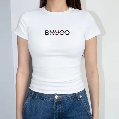 Custom Women's Eco-Friendly Cotton Spandex Casual Style Slim Fit Short Sleeve Y2k Tshirt