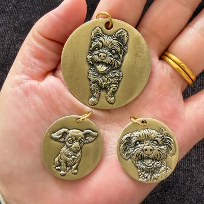 Personalized Pet Photo Custom Dog Cat Portrait Laser Engraved Medal 3D Pendant Memorial Gift Chains Trendy