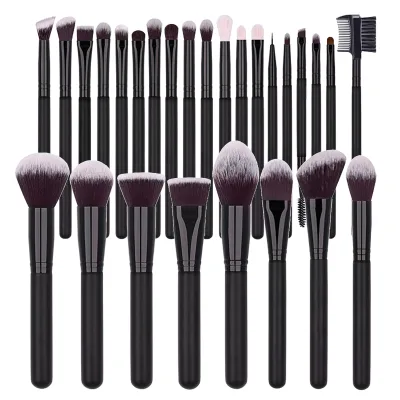27 Piece Black Makeup Brush Set Includes Foundation Blush and Contouring Brushes Professional-Grade Tools for Makeup Artists