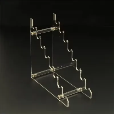 Custom Plexiglass 8 Tiers Acrylic Knife Display Rack Clear Acrylic Sword Display Stand