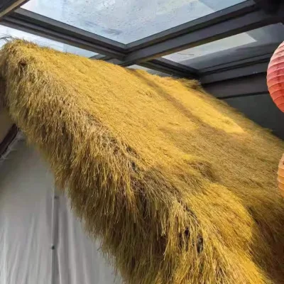 Waterproof Flame Retardant Soft Synthetic Thatch Yellow Thatch Bali Artificial Thatch Roof