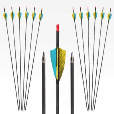 ID 6.2mm 1M Archery Pure Carbon Arrows 0.001/0.003" Spine 400/500/600/700 with 3in Turkey Feather Bow Shooting Hunting Practice