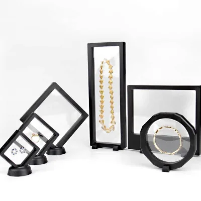 Multi Size 3D Floating Frame Handmade Gemstone Jewelry Packaging Display Box White/Black Options FSD PACKING Model FBD019