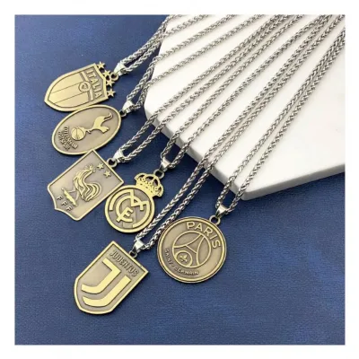 Hot Sale Barcelona Necklace With European Football Club Logo Pendant Suitable for Football Fans Memorial Metal Necklace
