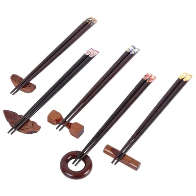 Natural Wooden Leaf Shape Chopstick Rest Holders Spoon Fork Knife Holder Dinner Table Decor