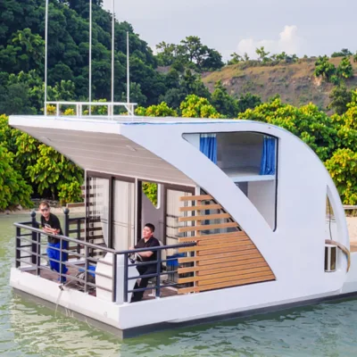 Custom Floating Villa Houseboat Prefab Modular Aluminum Home for Family Holiday and Ocean Resort