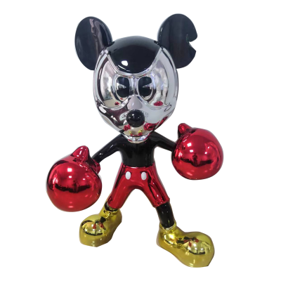 40cm Boxing Cartoon Movie Star Character Statues Creative Art Resin Craft with Electroplated Chrome Animated 40cm